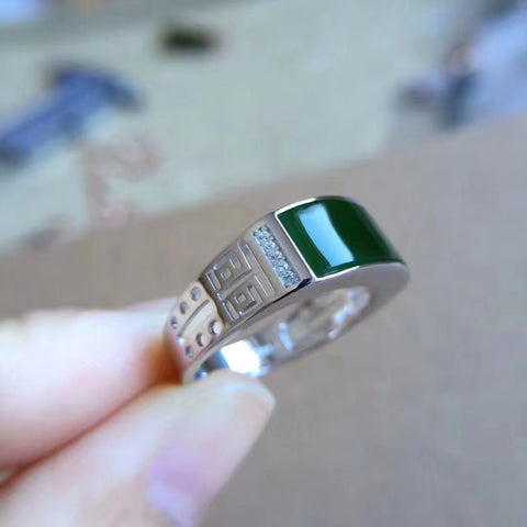 Cincin jasper mode super mengejutkan gaya unisex 925 perak jasper alami ukuran 7 * 16mm dapat diubah menjadi longgar Pajak pengiriman sudah termasuk!
