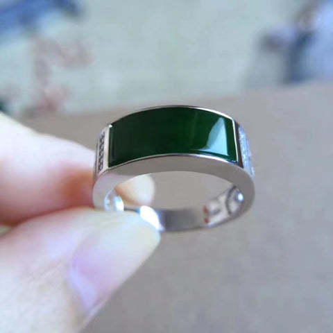 Cincin jasper mode super mengejutkan gaya unisex 925 perak jasper alami ukuran 7 * 16mm dapat diubah menjadi longgar Pajak pengiriman sudah termasuk!