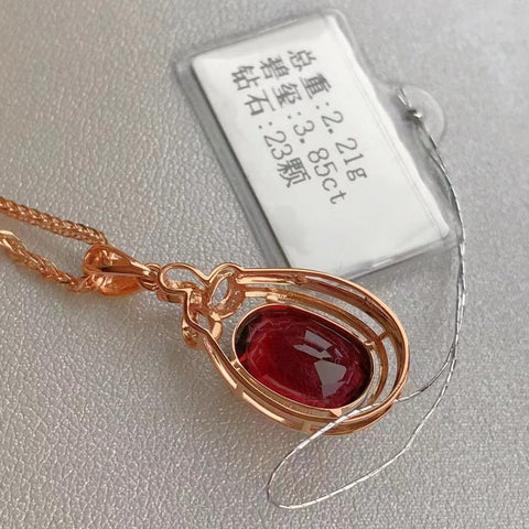 Liontin Turmalin Memotong Api Berkilau Luar Biasa 18k Rose Gold dengan Kristal Berlian yang bersih dan bahkan lebih indah secara langsung Pengiriman dan pajak sudah termasuk.
