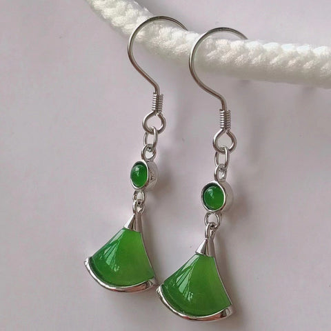 Anting-anting Jasper baru 925 gaya pengaturan perak klasik dan serbaguna Giok ukuran 7 * 8mm kepala air yang luar biasa warna yang indah Sudah termasuk pajak pengiriman