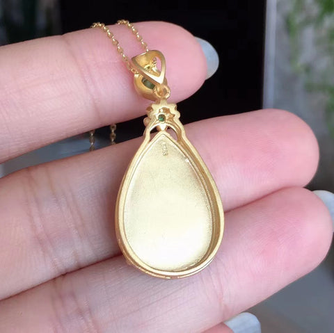 Jasper sangat bergaya untuk segala acara 925 perak bertatahkan emas untuk retensi warna yang tahan lama Ukuran 15 * 23mm Sudah termasuk pajak pengiriman.