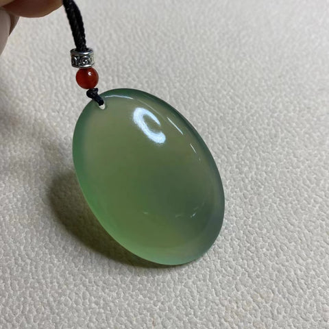 Kalung Tetesan Giok Cui Alami dengan Tetesan Hijau, Bulat dan Tembus CahayaUkuran 28 * 40mmTermasuk Ongkos Kirim dan Pajak