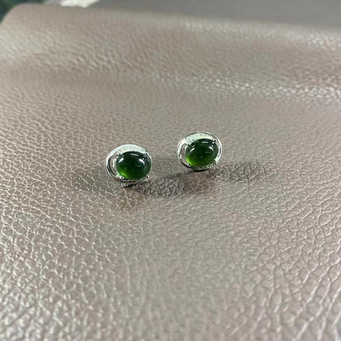 Anting Giok Halus dari 925 Perak 7 * 9mm Termasuk Pengiriman & Pajak