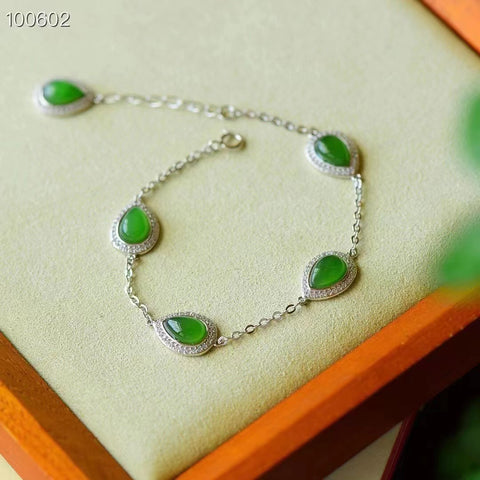 Gelang Bertatahkan Perak Hotan Jasper Baru Gelang Gaya Segar Sederhana Gaya Segar Ukuran 6 * 6mm Termasuk Pajak Pengiriman