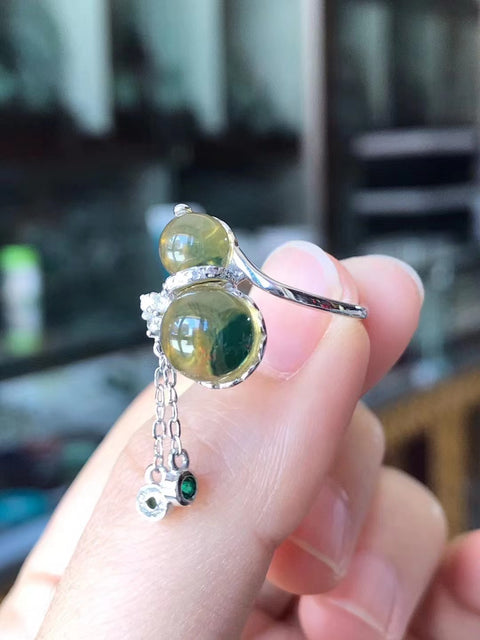 Meteran cuci cincin labu halus untuk menarik kekayaan dan keberuntungan Ukuran 6 kata sandi 8mm 925 tatahan perak Bezel dapat disesuaikan Pajak pengiriman sudah termasuk