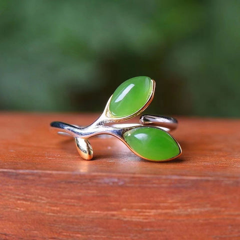925 Perak dengan Cincin Hotan Jasper Pengerjaan yang mengejutkan Sederhana dan ringkas Ukuran 488mm Termasuk ongkos kirim dan pajak