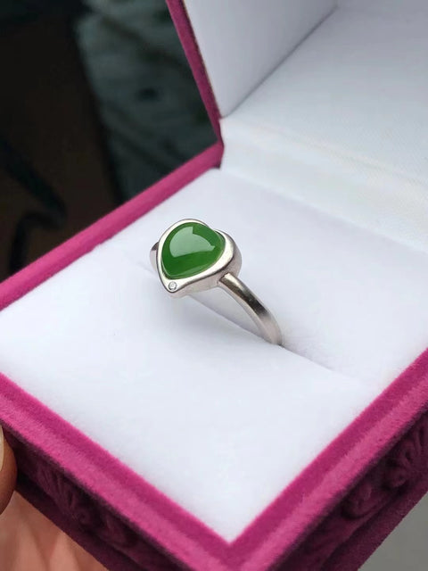 Cincin Hotan Jasper 925 Pengaturan Perak Desain Baru Desain Baru Giok Giok Unik Putih Modis dan Hangat Termasuk Pajak Pengiriman