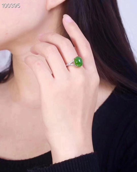 Cincin Jasper dari perak 925, ukuran 6 * 8mm, gaya elegan, kualitas giok terbaik, sudah termasuk pajak pengiriman.