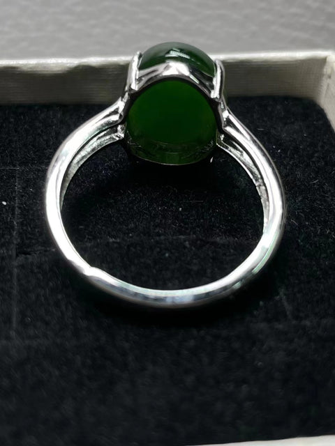 Hotan Jasper Jade 925 Tatahan Perak Gaya Mulut yang Dapat Disesuaikan Ukuran 10 * 14mm Termasuk pajak pengiriman