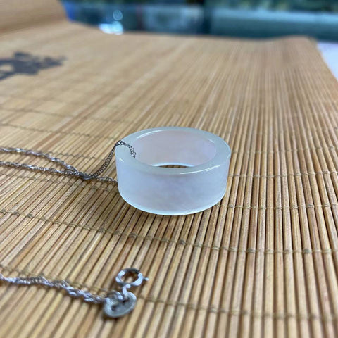 Circling Happiness: Liontin tulang selangka giok Cui yang indah, penuh keberuntungan, serbaguna, dapat digunakan sebagai liontin tulang selangka, cincin jari - 20,9 mm, 925 aksesori perak Sudah termasuk pajak pengiriman No. 202309031154