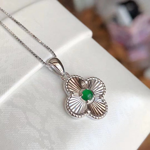 Kalung Jerami Beruntung Jadeite Alami Bahan Halus 925 Perak Bertatahkan Ukuran 4mm Sudah Termasuk Pajak Pengiriman