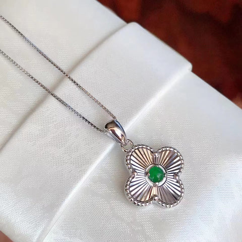 Kalung Jerami Beruntung Jadeite Alami Bahan Halus 925 Perak Bertatahkan Ukuran 4mm Sudah Termasuk Pajak Pengiriman
