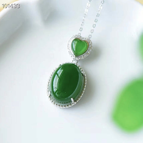 Hotan Jasper S925 Liontin Telur Perak Ukuran Keseluruhan: 15 × 30㎜ Gaya desain sederhana, tatahan gesper berbentuk hati, kualitas batu giok gaya unik, modis dan serbaguna, sudah termasuk pajak pengiriman!