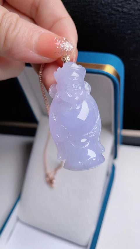 Kalung Jadeite Alami Baru Bahan Pit Tua Penuh Air Ukiran Indah Ukiran Emas 18k Pengaturan Ukuran 4.3 * 2.1 Termasuk Pajak Pengiriman