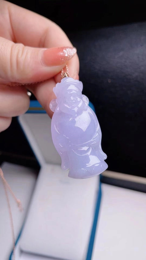 Kalung Jadeite Alami Baru Bahan Pit Tua Penuh Air Ukiran Indah Ukiran Emas 18k Pengaturan Ukuran 4.3 * 2.1 Termasuk Pajak Pengiriman