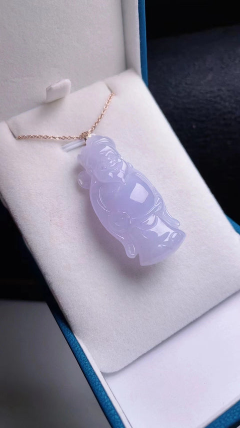 Kalung Jadeite Alami Baru Bahan Pit Tua Penuh Air Ukiran Indah Ukiran Emas 18k Pengaturan Ukuran 4.3 * 2.1 Termasuk Pajak Pengiriman