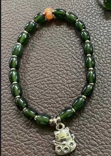 Kucing Keberuntungan: Gelang Hijau Penuh Giok Cui Giok Alami Wanita, Nan Hong, Aksesori Perak 925, Ukuran: 5.7✖️7mm Termasuk Pajak Pengiriman