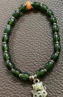 Kucing Keberuntungan: Gelang Hijau Penuh Giok Cui Giok Alami Wanita, Nan Hong, Aksesori Perak 925, Ukuran: 5.7✖️7mm Termasuk Pajak Pengiriman