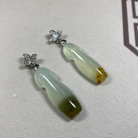 Kelimpahan Makanan: Liontin Giok Bunga Giok Cui Giok Alami, Berwarna-warni Alami, Lapisan Es pada Liontin, Ukuran: 40✖️13mm Termasuk Pajak Pengiriman