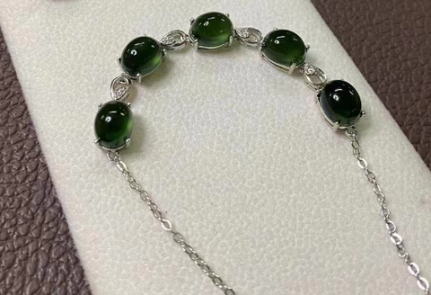 Gelang Giok Halus Gelang Tatahan Perak 925 Gelang Perak 7 * 9mm Sudah termasuk pajak pengiriman