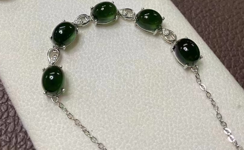 Gelang Giok Halus Gelang Tatahan Perak 925 Gelang Perak 7 * 9mm Sudah termasuk pajak pengiriman