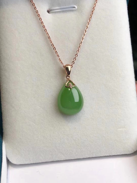Hotan Jasper 18k Gold Setting Jade halus dan hangat, terhidrasi dan tembus cahaya Ukuran 16.6 * 12 * 5.6mm Pengiriman dan pajak sudah termasuk
