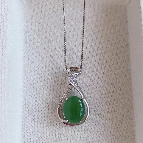 Set Kalung Jasper Halus dari 925 Perak Ukuran 8 * 10mm Sudah termasuk pajak pengiriman.