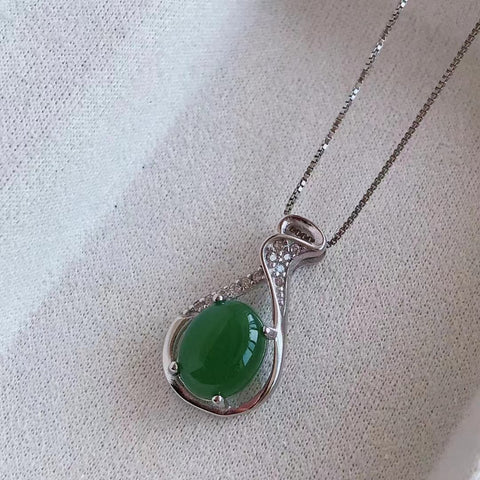Set Kalung Jasper Halus dari 925 Perak Ukuran 8 * 10mm Sudah termasuk pajak pengiriman.