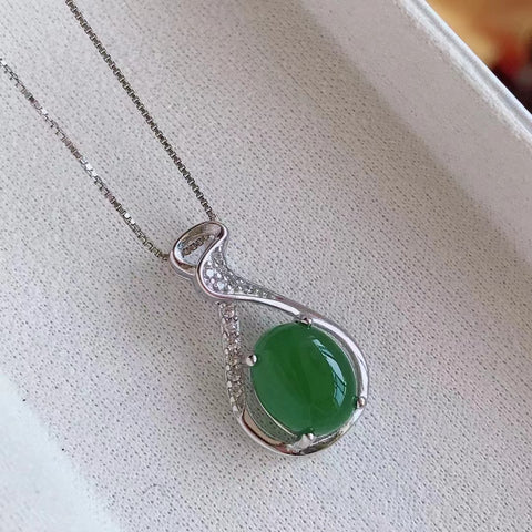 Set Kalung Jasper Halus dari 925 Perak Ukuran 8 * 10mm Sudah termasuk pajak pengiriman.