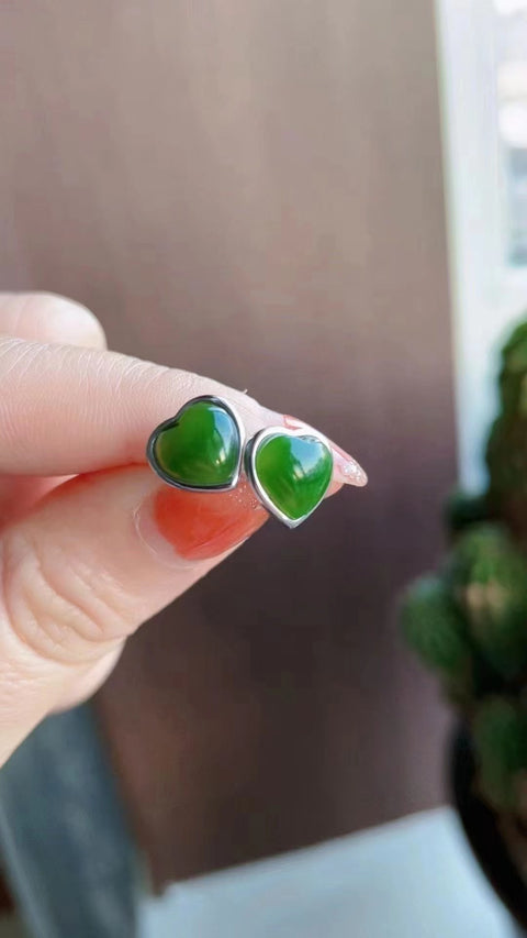 Anting Pejantan Jasper Alami Bahan Pit Tua Warna Hijau Cerah 925 Pengaturan Perak Termasuk Pajak Pengiriman