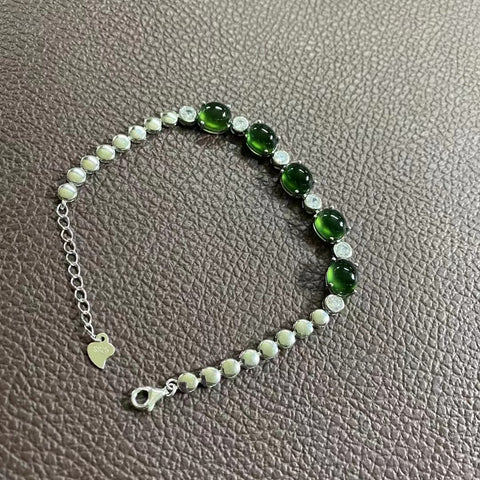 Cui Jade Green 925 Perak Diperpanjang Ukuran 7 * 9mm Termasuk ongkos kirim dan pajak.
