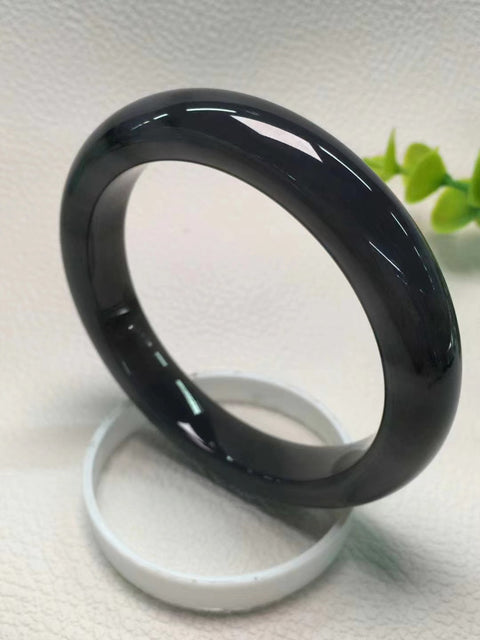 Tekstur Gelang Ungu Asap Tekstur encer, warna ungu yang kaya Cocok untuk 58 lingkaran Batu giok terbentuk secara alami Pola acak Termasuk ongkos kirim dan pajak