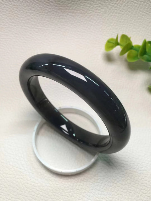 Tekstur Gelang Ungu Asap Tekstur encer, warna ungu yang kaya Cocok untuk 58 lingkaran Batu giok terbentuk secara alami Pola acak Termasuk ongkos kirim dan pajak