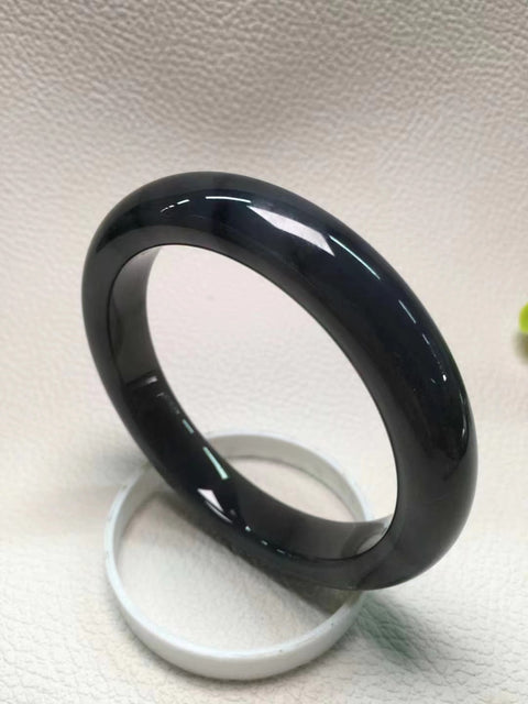 Tekstur Gelang Ungu Asap Tekstur encer, warna ungu yang kaya Cocok untuk 58 lingkaran Batu giok terbentuk secara alami Pola acak Termasuk ongkos kirim dan pajak