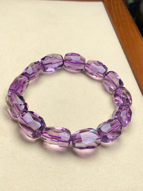 Gelang Ukiran Batu Permata Batu Kecubung Alami Berukir Merasa Gelang Wanita Premium Gelang Wanita Super Indah Kristal Tembus Warna Intens Ukuran 12 * 15mm Termasuk Pajak Pengiriman.