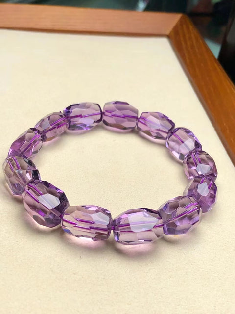 Gelang Ukiran Batu Permata Batu Kecubung Alami Berukir Merasa Gelang Wanita Premium Gelang Wanita Super Indah Kristal Tembus Warna Intens Ukuran 12 * 15mm Termasuk Pajak Pengiriman.