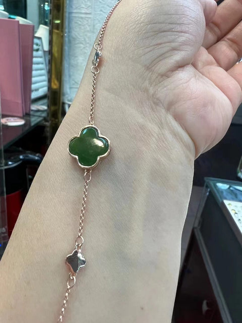 Gelang Jasper Clover Baru Ukuran 12 * 12mm Giok baik-baik saja dan bersih, indah dipakai Termasuk pajak pengiriman.