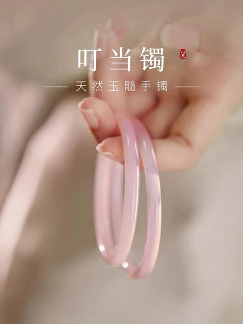 Gelang Es Kalsedon Alami Ice Pink Cocok untuk ukuran cincin 56-62 mm Giok adalah batu giok yang terbentuk secara alami Pola acak Termasuk ongkos kirim dan pajak