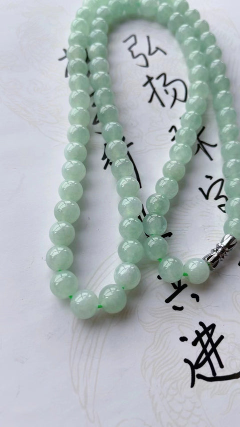 Kalung Jadeite Alami Bahan lubang tua bagian bawah kepala air hangat halus ukuran penuh 0,8 Termasuk pajak pengiriman