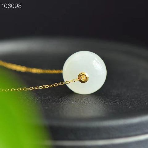 Set Emas 18k Baru Hotan Giok Giok Membawa Liontin Manik-manik Ukuran 14 * 11mm Termasuk pajak pengiriman.
