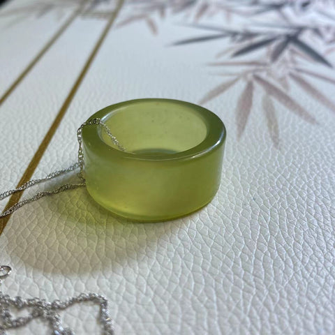 Liontin Giok Alami, Keberuntungan, Satu Liontin, Dapat digunakan sebagai liontin tulang selangka, cincin jari 23mm 925 aksesori perak Sudah termasuk ongkos kirim dan pajak