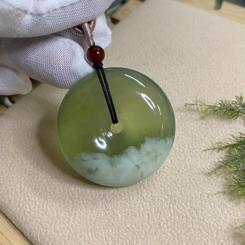 Damai dan Aman: Natural Ciu Jade - Milkcap Titi Hijau Indah, Rantai Sweater, Ukuran: 41✖️14mm Termasuk Pajak Pengiriman