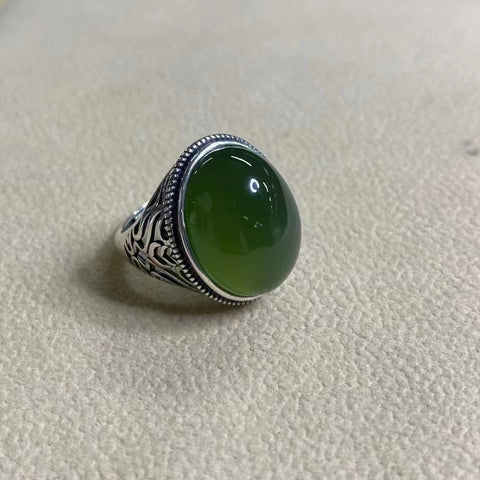 Cincin Giok Alami Pria dari Perak 925 Ukuran 20 * 16mm Termasuk Ongkos Kirim & Pajak