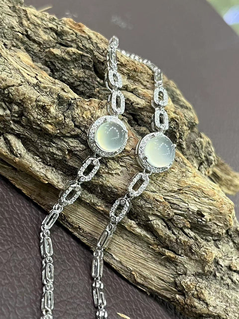 Gelang giok dari perak 925 dengan wajah telur es yang tinggi! Ukuran telur 8mm termasuk ongkos kirim dan pajak.