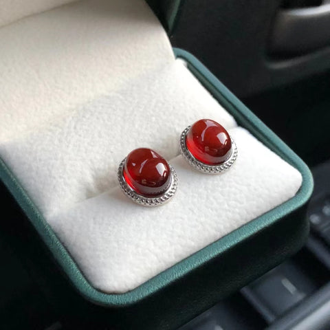 Anting-anting garnet yang sangat indah, anting-anting garnet kualitas khusus s925 perak dengan pengaturan bezel halus, warna kristal seperti yang ditunjukkan sudah termasuk pajak pengiriman