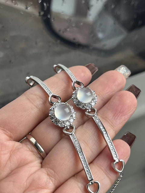 Set Gelang Gelang Es Tinggi Cui Jade dari 925 Perak Ukuran 8mm Sudah termasuk pajak pengiriman.