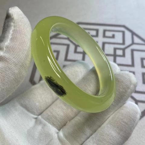 Gelang Percikan Tinta Air Tinta Giok Cui Fine Cui Ukuran 49-51mm Lebar 11.5mm Giok terjadi secara alami Pola acak Termasuk pajak pengiriman.