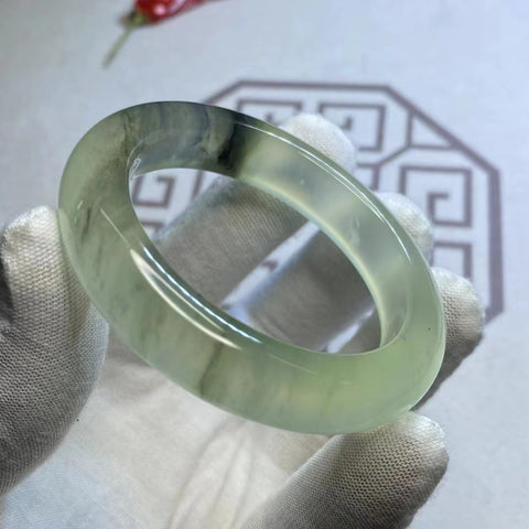 Gelang Tinta Es Tinta Giok Cui Giok Alami Ukuran 49-61mm Lebar 12.3mm Giok terjadi secara alami Pola acak termasuk pajak pengiriman