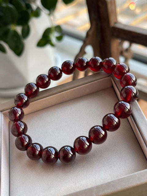 Gelang lingkaran tunggal garnet merah anggur bahan tambang asli 9mm, warna murni, transparansi tinggi, untuk wanita cantik yang lebih menyukai kualitas sempurna Pajak pengiriman sudah termasuk