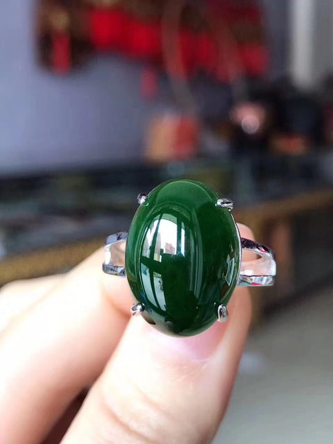 Cincin Jasper Bayam Luar Biasa Ukuran 18 * 13mm Pengaturan Bezel yang Dapat Disesuaikan dalam 925 Perak termasuk Pajak Pengiriman.